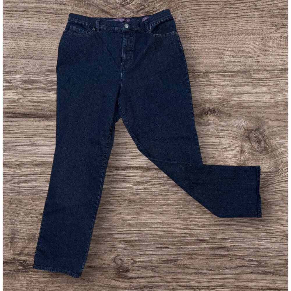 Gloria Vanderbilt Amanda Sz 16 Blue Demin 5-Pocket Stretch Jeans Pants